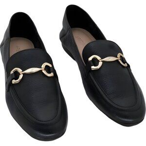 Arezzo Emma Leather Horsebit Loafers Black Slip-On Dress Flats US 7.5M